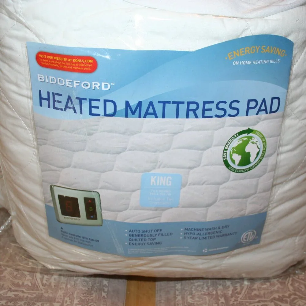 KING Biddeford Quilted Heated Mattress Pad Cover with (2) Digital Controllers